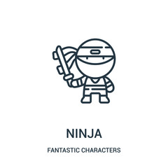 ninja icon vector from fantastic characters collection. Thin line ninja outline icon vector illustration. © MacroOne
