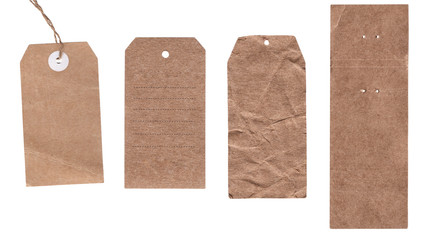 Set of various Vintage blank label isolated on the white