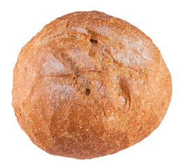 Wheat bread with crispy crust isolated on a white background