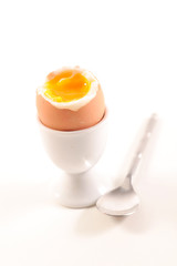 soft boiled egg on white background
