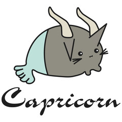 Bunny Capricorn zodiac sign in cartoon style.