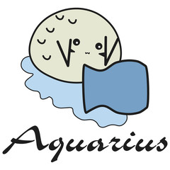 Bunny is a sign of the zodiac Aquarius in a cartoon style.