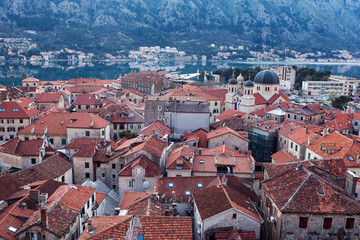 Naklejka premium View at old town Kotor Bay Montenegro