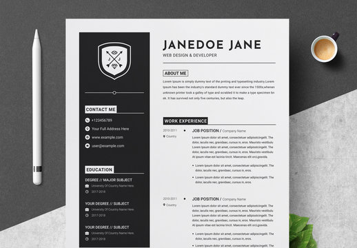 Resume and Cover Letter Layout with Dark Sidebar