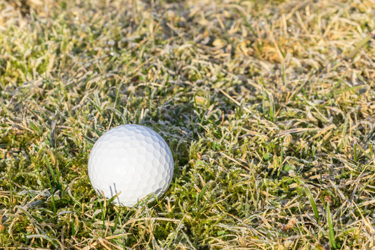 golf ball on hoarfrost