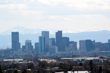 Fototapeta na wymiar Denver , downtown, mountains, sky, clouds