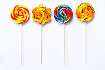 Set of colorful lollipops isolated on white background.
