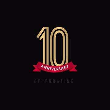 10 year Anniversary Luxury Gold Black Logo Vector Template Design Illustration