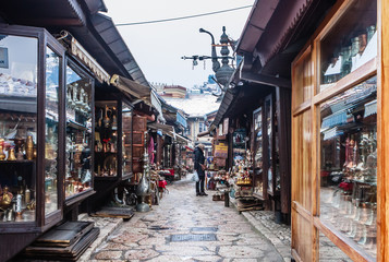 Bascarsija bazaar.  Turkish Quarter central Sarajevo city. Bosnia and Herzegovina