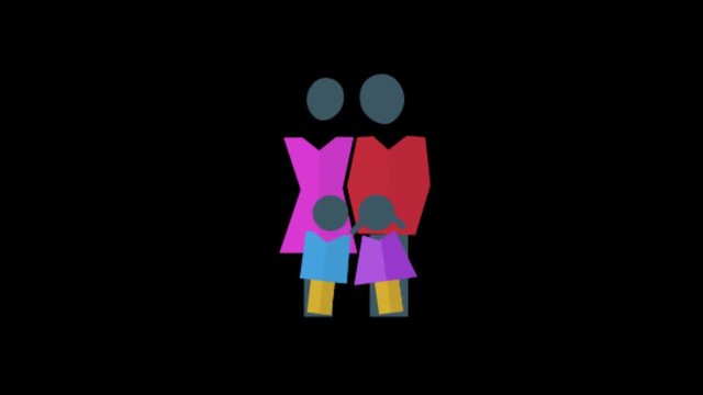 Family icon animation with black background. Icon design. Video Animation. 4K.