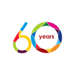 60 year Anniversary Logo Vector Template Design Illustration