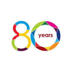 80 year Anniversary Logo Vector Template Design Illustration