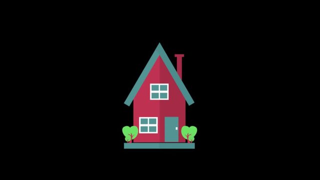 Home icon animation with black background. Icon design. Video Animation. 4K.