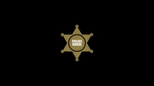 Police Badge icon animation with black background. Icon design. Video Animation. 4K.