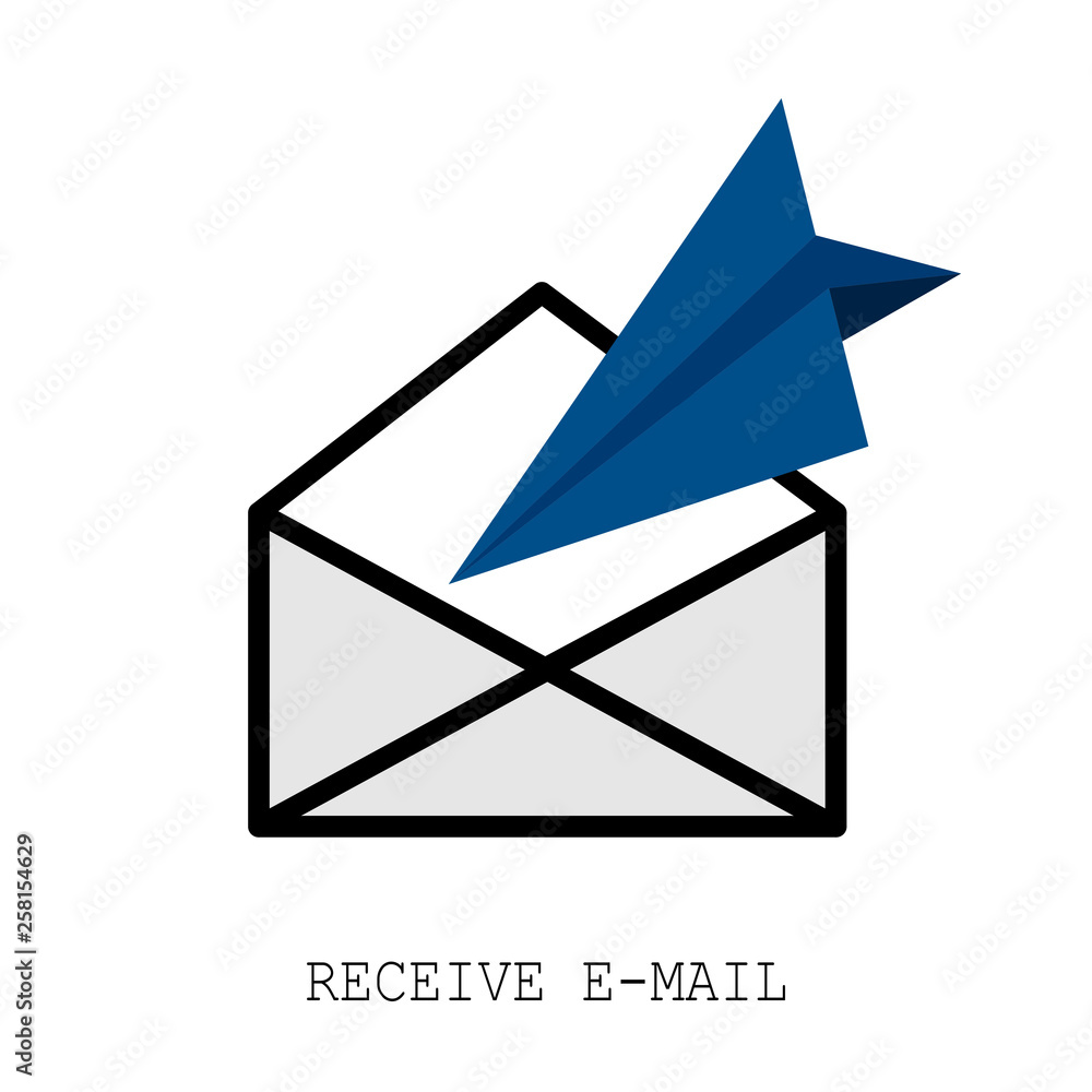 Poster received e-mail icon. concept with envelope for web. vector flat icon.