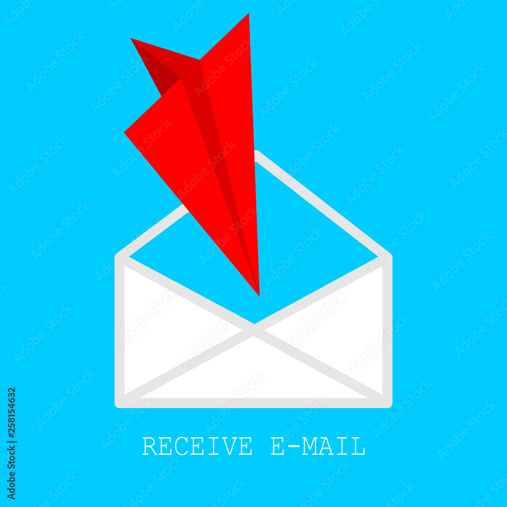 Poster received e-mail icon. concept with envelope for web. vector flat icon.