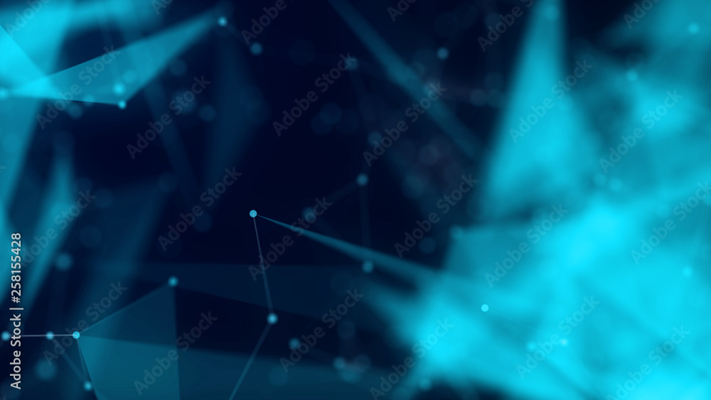 Poster shapes, dots and lines are connectied with shine on blurred forefront.