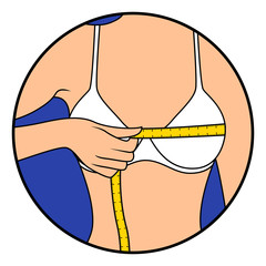 Woman measuring the size of her chest