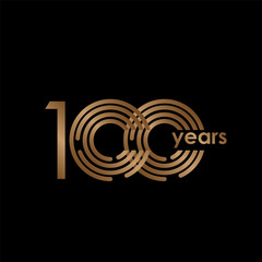 100 Year Anniversary Luxury Gold Black Logo Vector Template Design Illustration