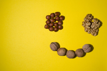 nuts on a yellow background