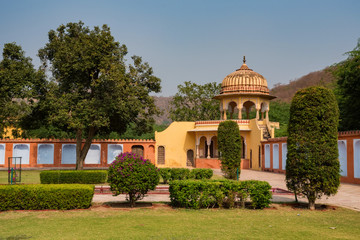 Fototapeta na wymiar Beautiful view of garden near palace in India on sunny day