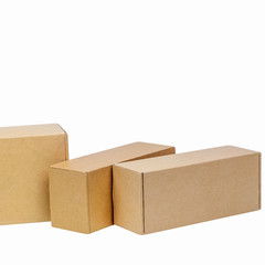 Cardboard boxes for goods on a white background. Different size. Isolated on white background.