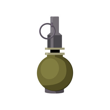Ball grenade illustration. Danger, explosion, bomb. Weapon concept. Vector illustration can be used for topics like army, war, defense