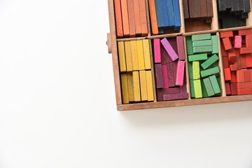 Colourful cuisenaire rods. Mathematics learning aids for students. Mathematical box concepts