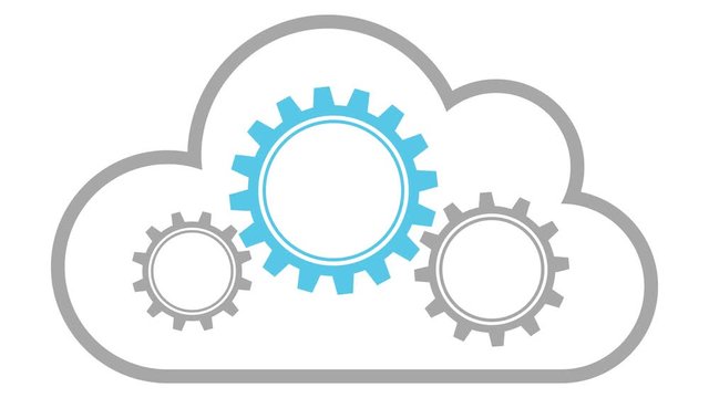 Video Cloud Drehende Zahnr&auml;der Grafisch Blau/grau