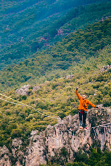 Highline in the mountains.