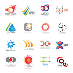 Abstract Logo Set - Isolated On White Background - Vector Illustration, Graphic Design. Collection Of Flat Icon, Logo Template, Business Sign And Science Symbol. Abstract Concept 