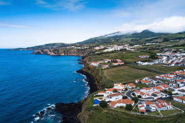 Fototapeta na wymiar Top view of San Miguel island and coastline of Atlantica, Azores, Portugal.