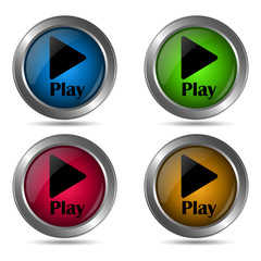 Play icon. Set of round color icons.
