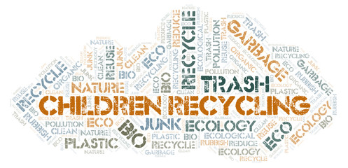 Children Recycling word cloud.