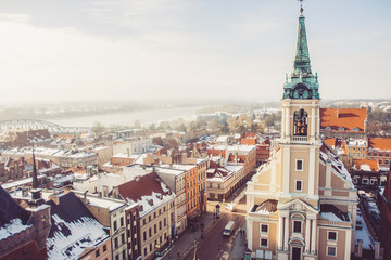 Fototapeta na wymiar Top view of the old historical city of Torun, Poland