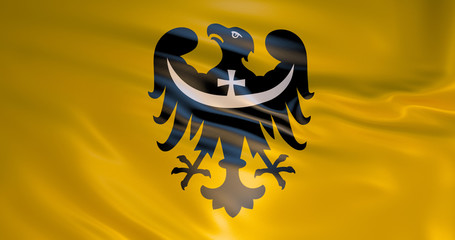 Dolnoslaskie wojewodztwo flag, Poland, 3d illustration
