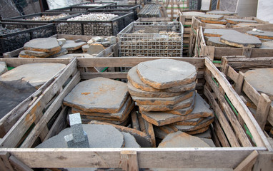 stonework with sand stone plate for construction