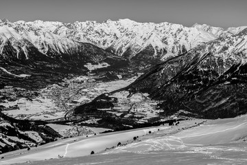 A village surrounded by mountains