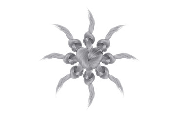 Sun made by gray hair knots and heart