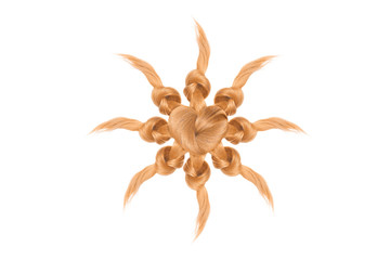 Sun made by blond hair knots and heart