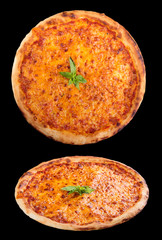 Pizza Margarita. On dark background