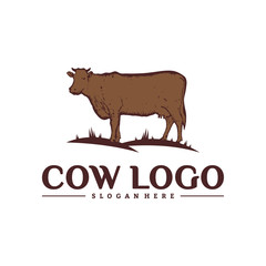 Cow Logo Design Concepts. Cow Farm Logo Template Vector. Icon Symbol