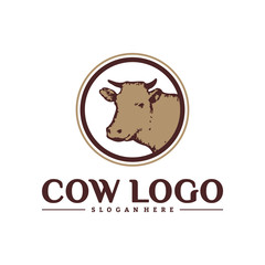 Cow Logo Design Concepts. Cow Farm Logo Template Vector. Icon Symbol