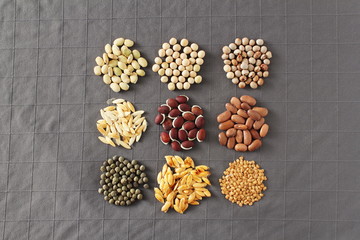 different type of Seeds for Planting in garden, soil, farm, greenhouse  top view