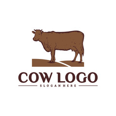 Cow Logo Design Concepts. Cow Farm Logo Template Vector. Icon Symbol