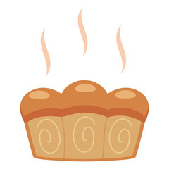 loaf of bread baking. cartoon flat vector style illustration.