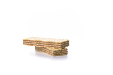 Wafer chocolate dessert isolated on white background.