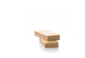 Wafer chocolate dessert isolated on white background.