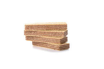 Wafer chocolate dessert isolated on white background.