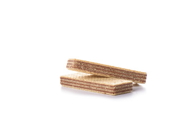 Wafer chocolate dessert isolated on white background.
